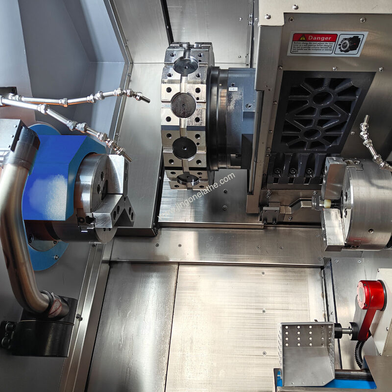 Dual Spindle Turn Mill Machine TCK700S with One-Setup Turn-Mill-Drill Processing, 15Kw Dual Spindles, and 48mm Max Bar Capacity